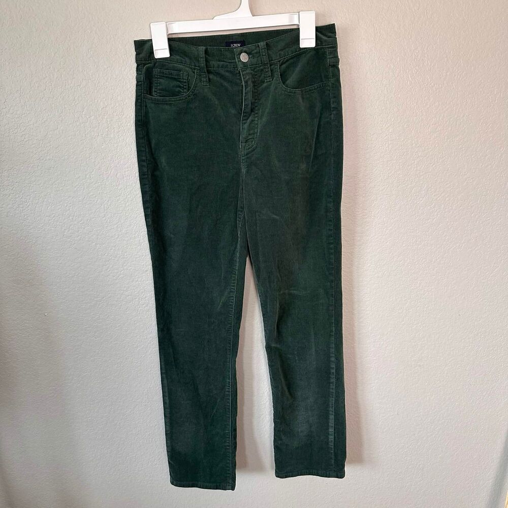 J.Crew Re-Imagined Corduroy Pants 27 Green High Rise Straight Toothpick Fall